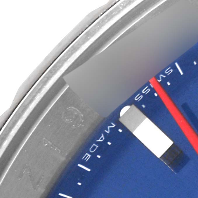 The image shows a close-up of the dial and bezel of a Rolex Turn-o-Graph 116264 Men
s Stainless Steel Blue Dial 116264 Men
s Stainless Steel Blue Dial watch.