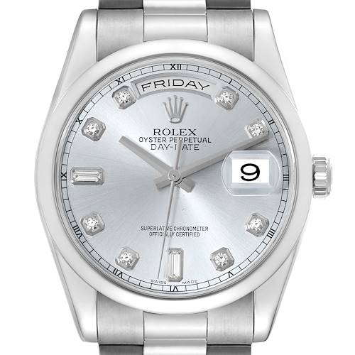 Photo of Rolex Day Date President Platinum Glacier Blue Diamond Dial Mens Watch 118206