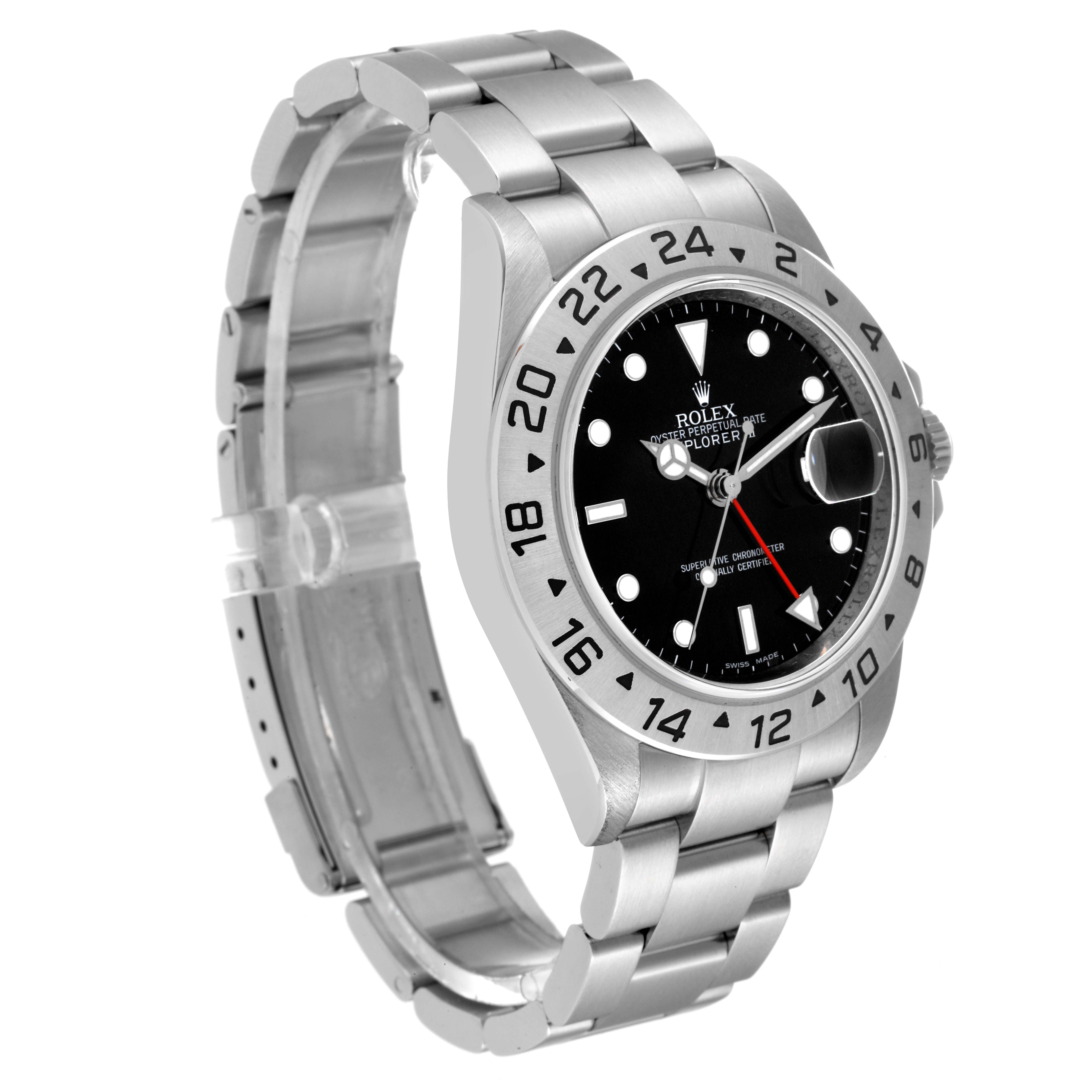 The image shows a Rolex Explorer 16570 Men's Stainless Steel Black Dial 16570 Men's Stainless Steel Black Dial watch from a 3/4 angle, displaying its face, bezel, and bracelet.