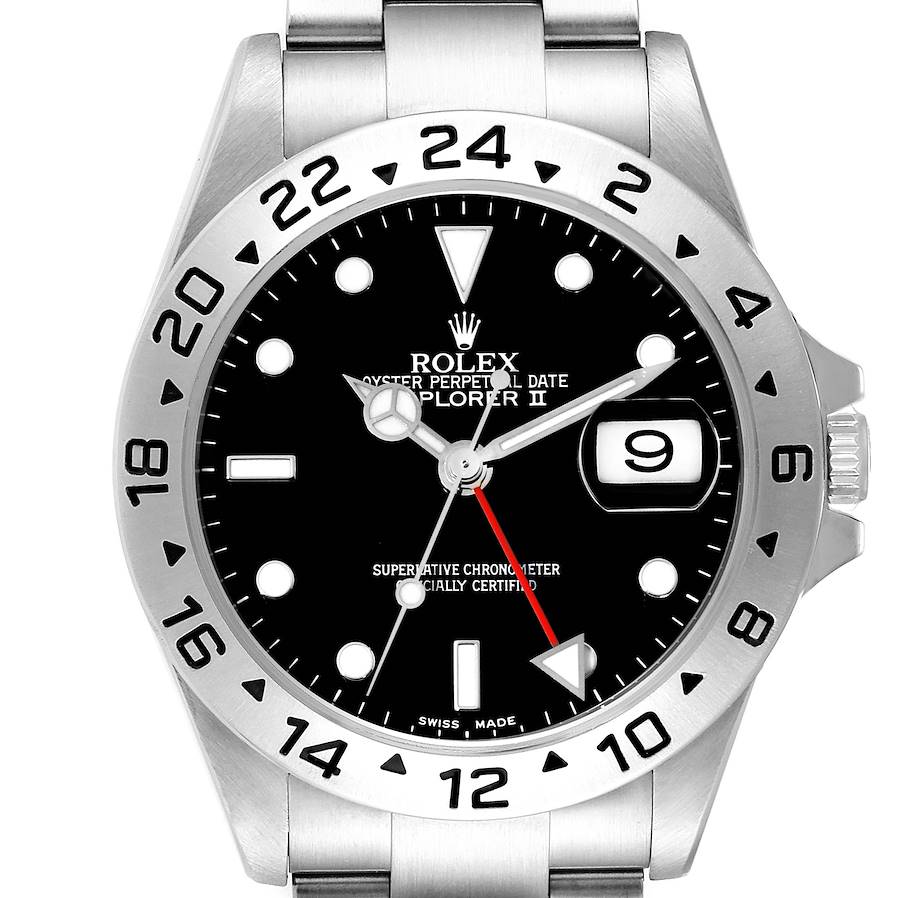 Rolex Explorer II Black Dial Steel Mens Watch 16570 Box Papers SwissWatchExpo