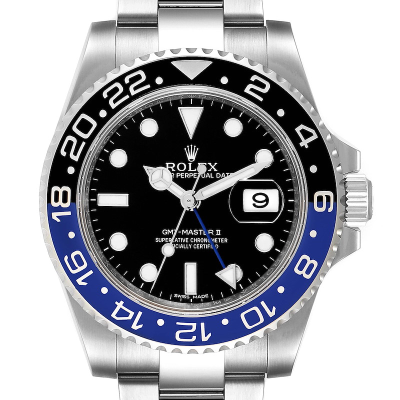 Rolex GMT Master II Batman Blue Black Bezel Steel Watch 116710 Box Card SwissWatchExpo