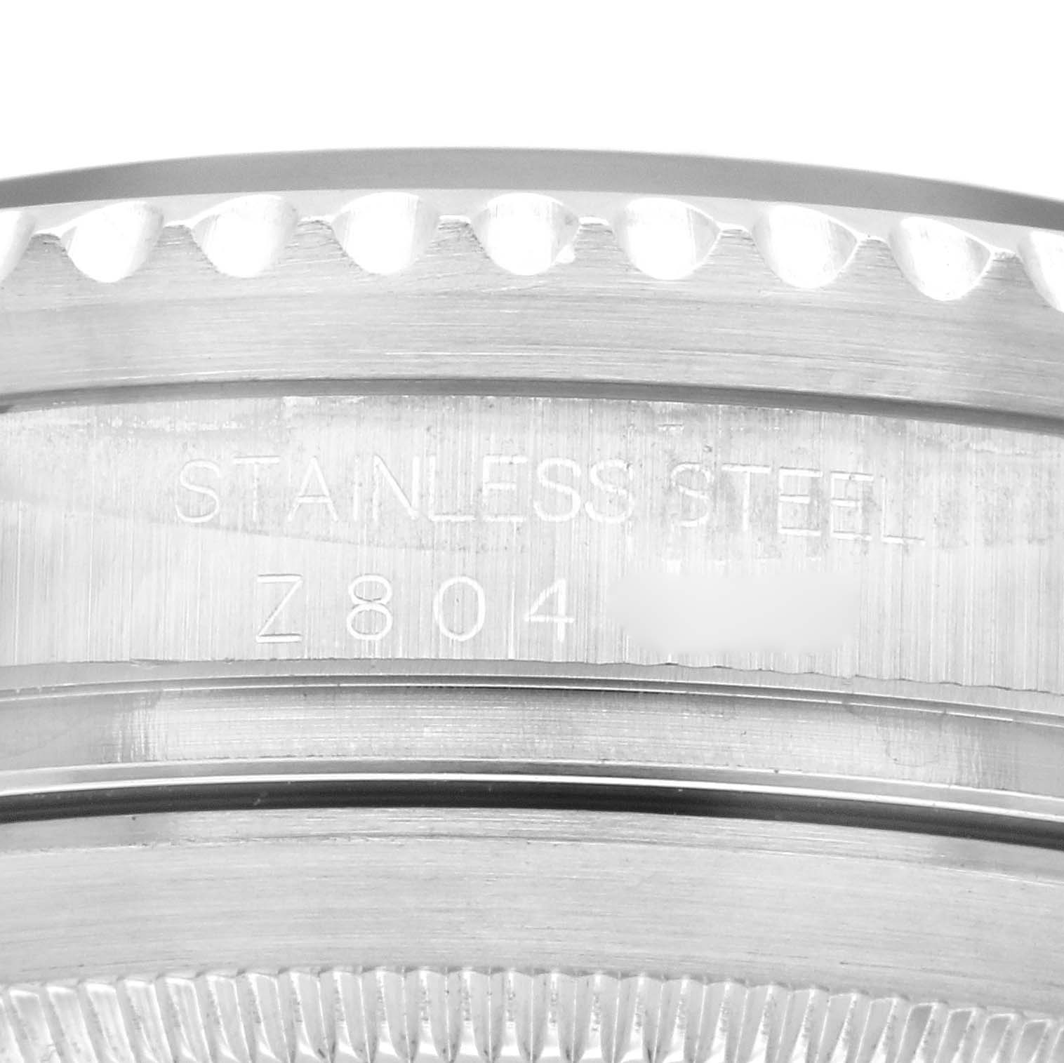 The image shows a close-up of the side engraving on the stainless steel case of a Rolex Sea-Dweller 16600 Men's Stainless Steel Black Dial 16600 Men's Stainless Steel Black Dial watch.