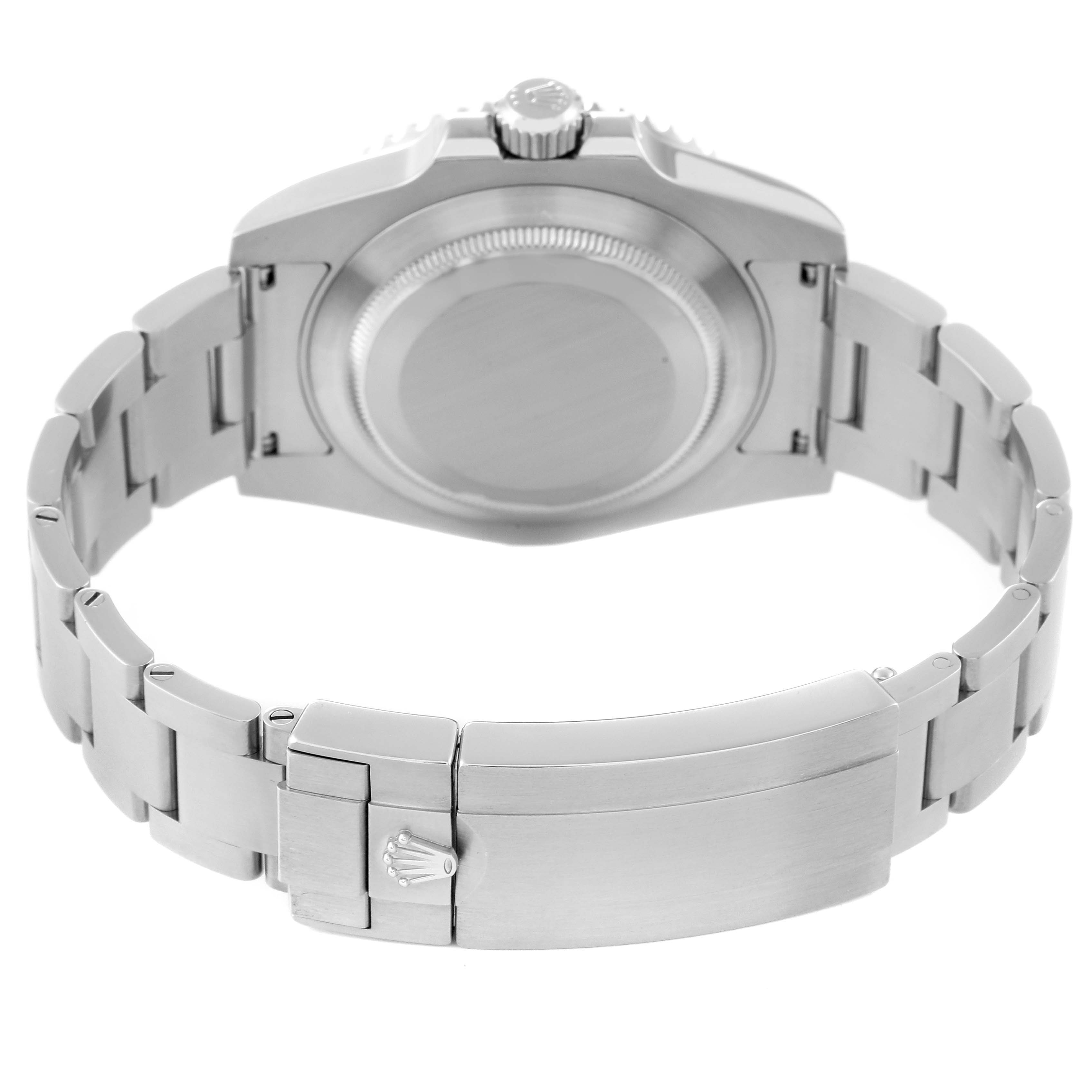 The image shows the back and clasp of a Rolex Submariner 116610 Men
s Stainless Steel Black Dial 116610 Men
s Stainless Steel Black Dial watch, focusing on the case back and bracelet.