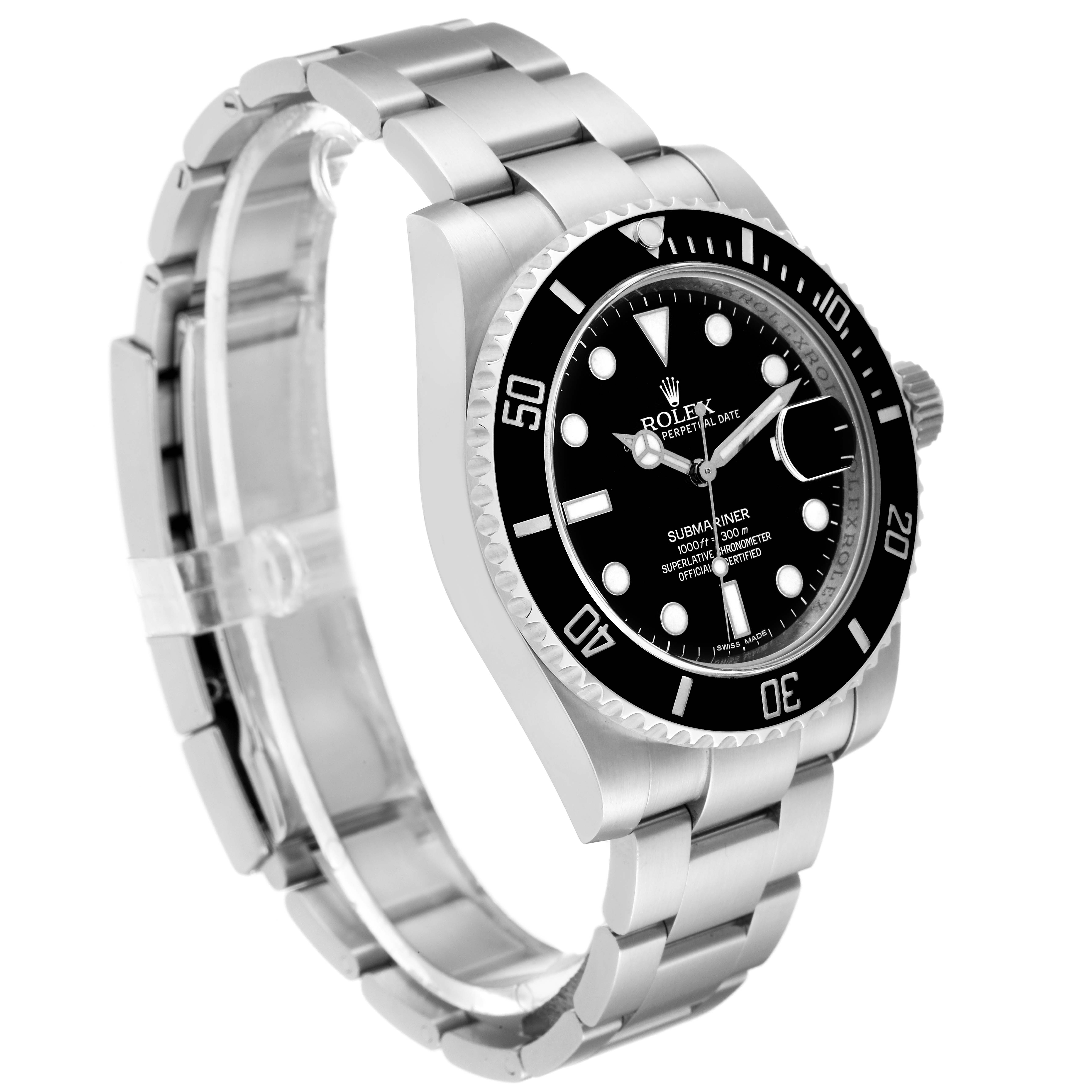 This image shows a Rolex Submariner 116610 Men
s Stainless Steel Black Dial 116610 Men
s Stainless Steel Black Dial watch from a front angle, displaying its face, bezel, and bracelet.