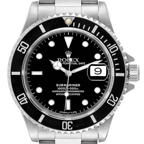 Photo of Rolex Submariner Date Black Dial Steel Mens Watch 16610 Box Papers