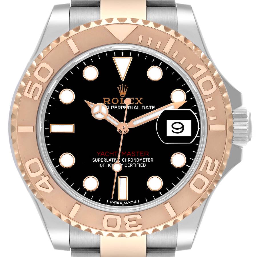 Rolex Yachtmaster 40 Rose Gold Steel Black Dial Mens Watch 116621 Box Card SwissWatchExpo