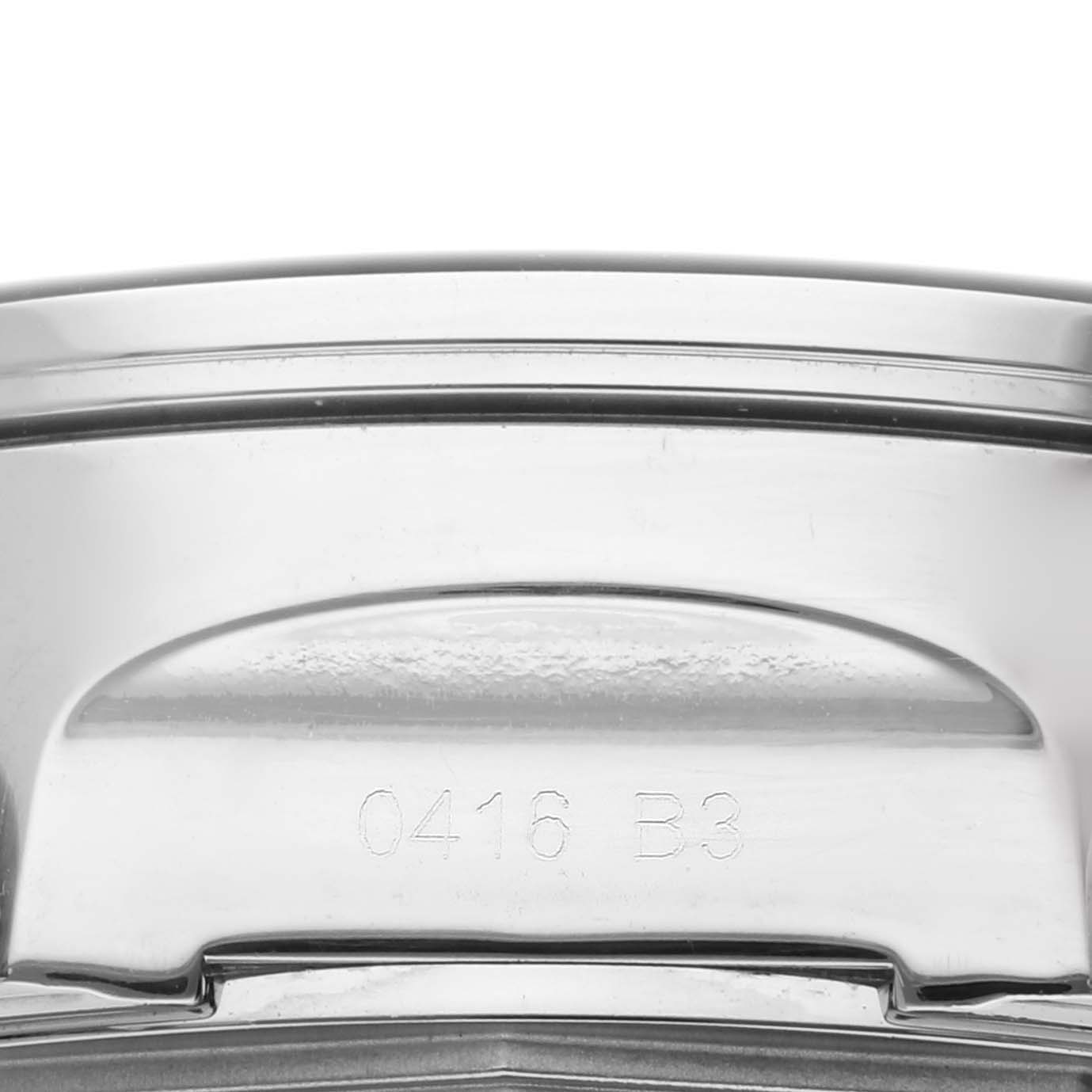 The image shows a close-up view of the case side of the Breitling Bentley AB0521U4/BD79 Men's Stainless Steel Black Dial AB0521U4/BD79 Men's Stainless Steel Black Dial watch with engraved markings "0416 B3".