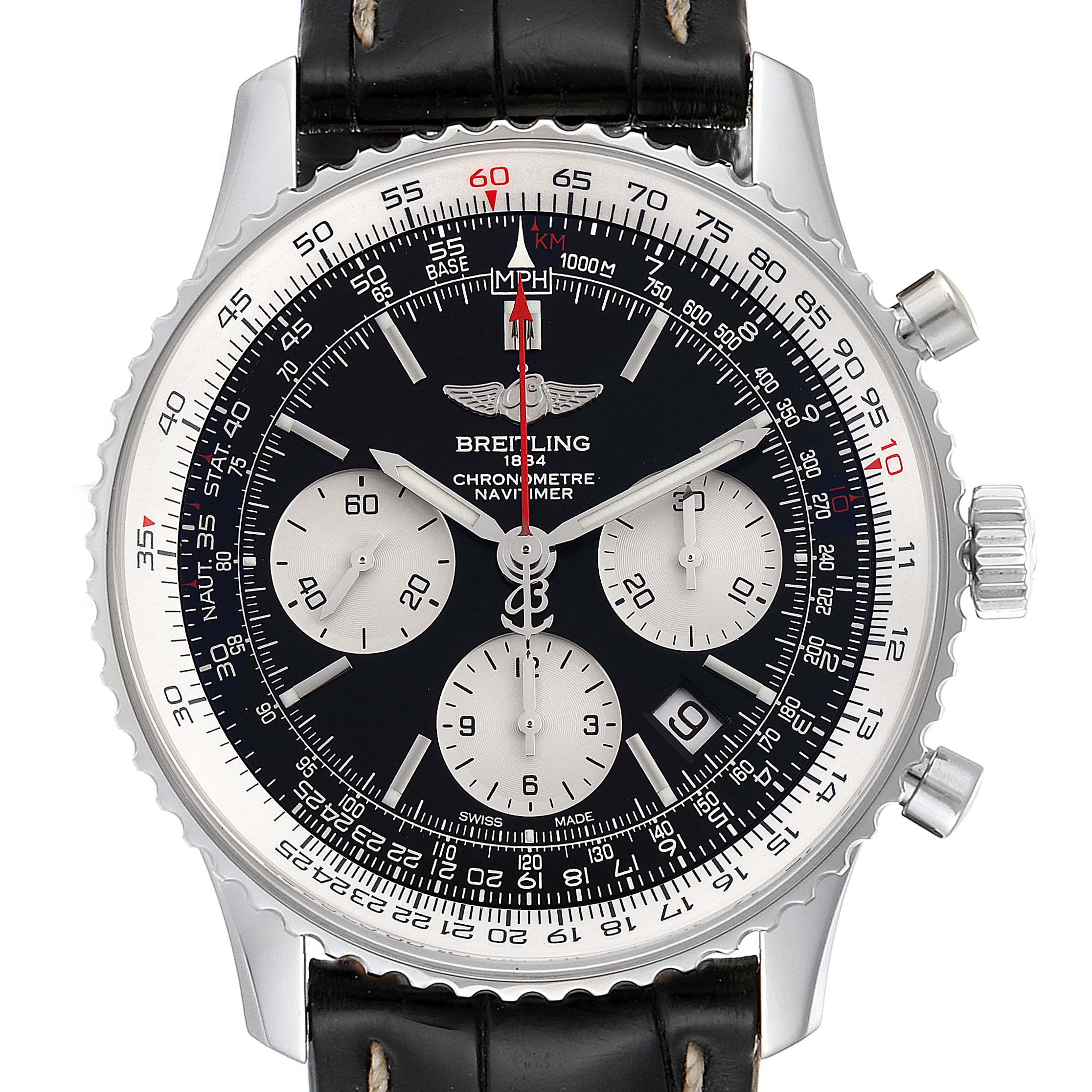 Breitling Navitimer 01 Black Dial Steel Mens Watch AB0121 Box Papers ...