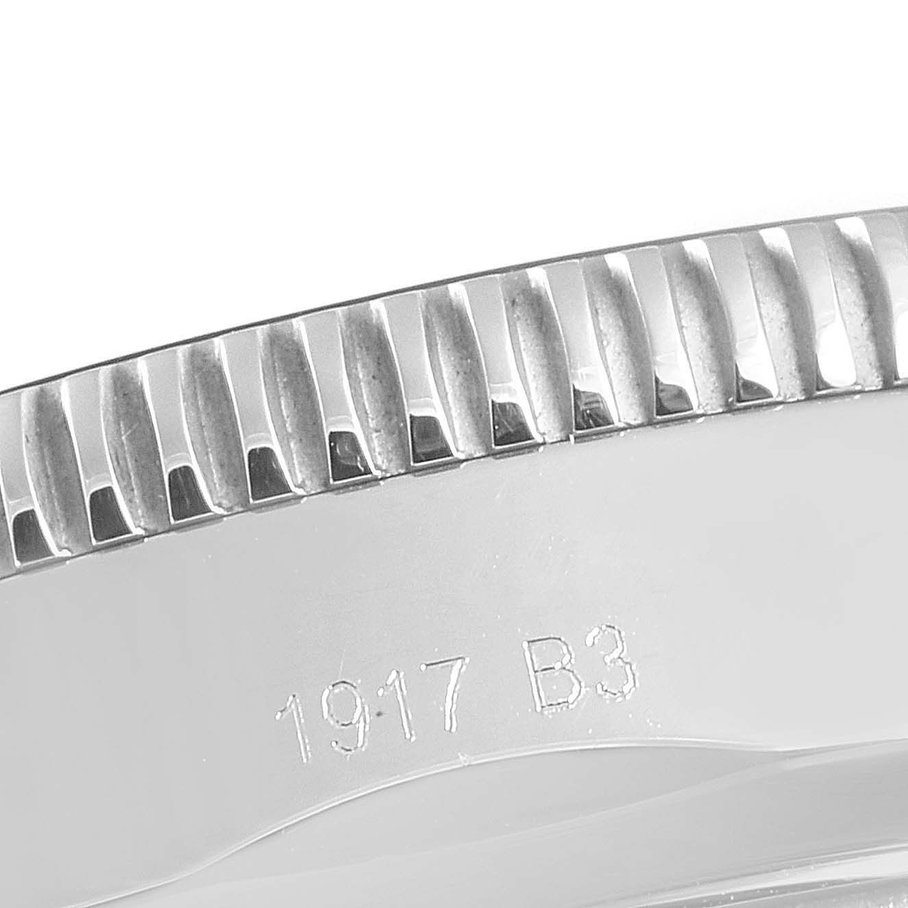 The image shows a close-up angle of the fluted bezel and engraved serial number "1917 B3" on the Breitling Superocean AB202016-C961-152A Men's Stainless Steel Silver Dial AB202016-C961-152A Men's Stainless Steel Silver Dial model.