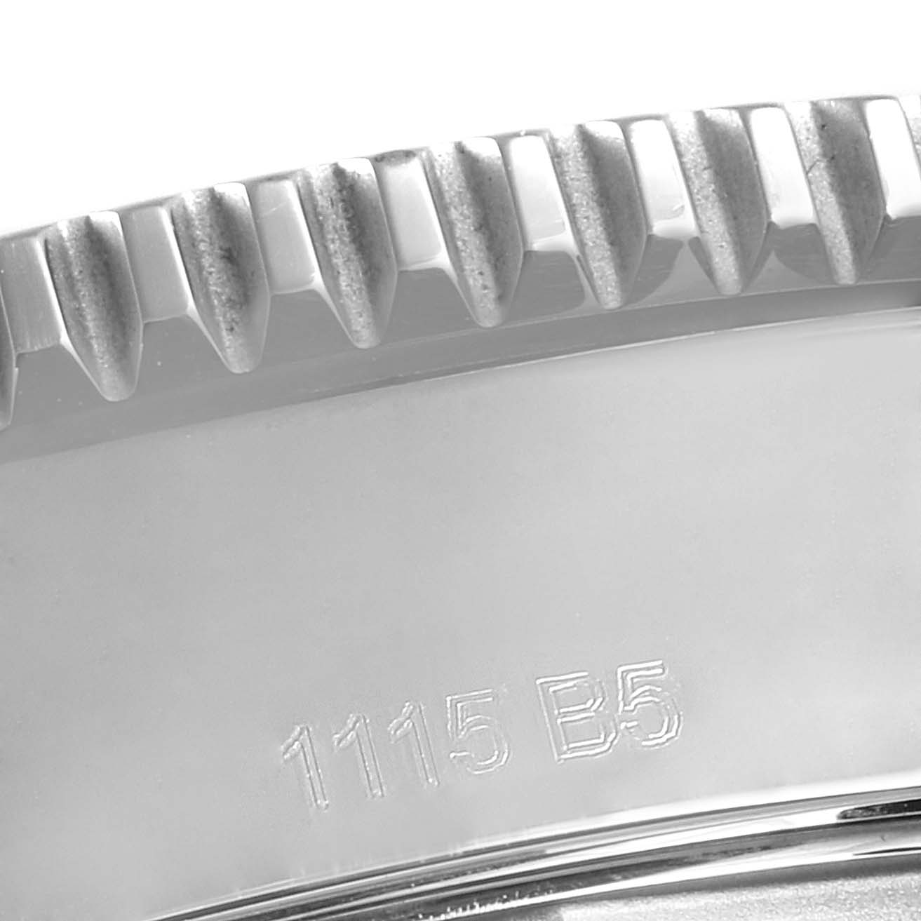 This close-up image shows the bezel edge and engraving of the Breitling Superocean A17365 Men's Stainless Steel Black Dial A17365 Men's Stainless Steel Black Dial watch.