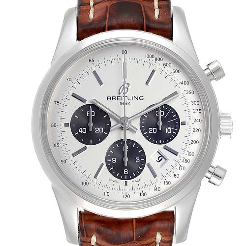 Photo of Breitling Transocean Panda Dial Chronograph Steel Mens Watch AB0152