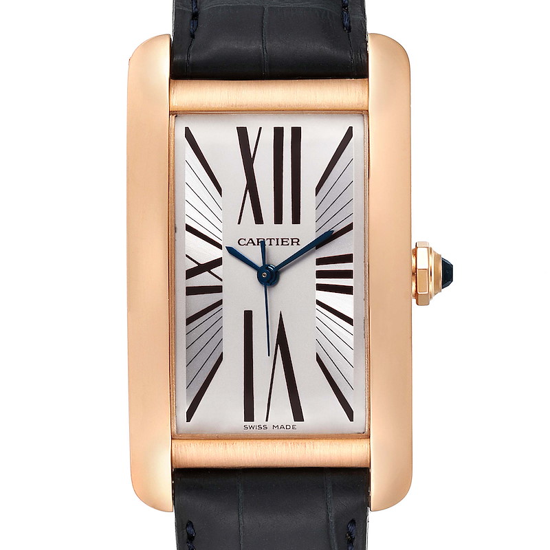 Cartier Tank Americaine Silver Dial Rose Gold Automatic Mens Watch 2505 SwissWatchExpo