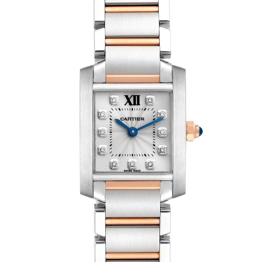 Cartier Tank Francaise Steel Rose Gold Diamond Ladies Watch WE110004 Box Papers SwissWatchExpo