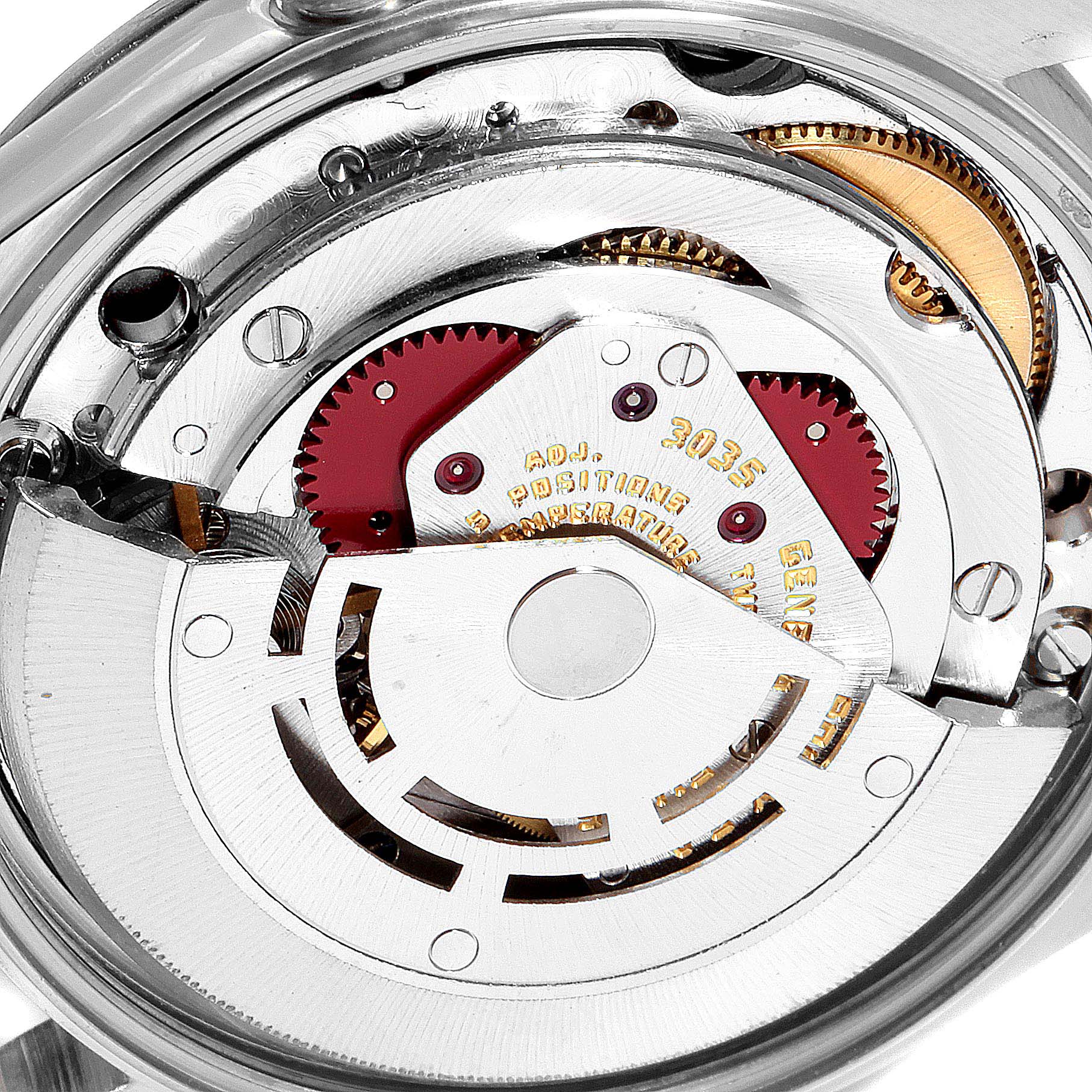 This image shows the internal mechanism of the Rolex Vintage Collection 15000 Men's Stainless Steel Black Dial 15000 Men's Stainless Steel Black Dial watch model, viewed from the back.