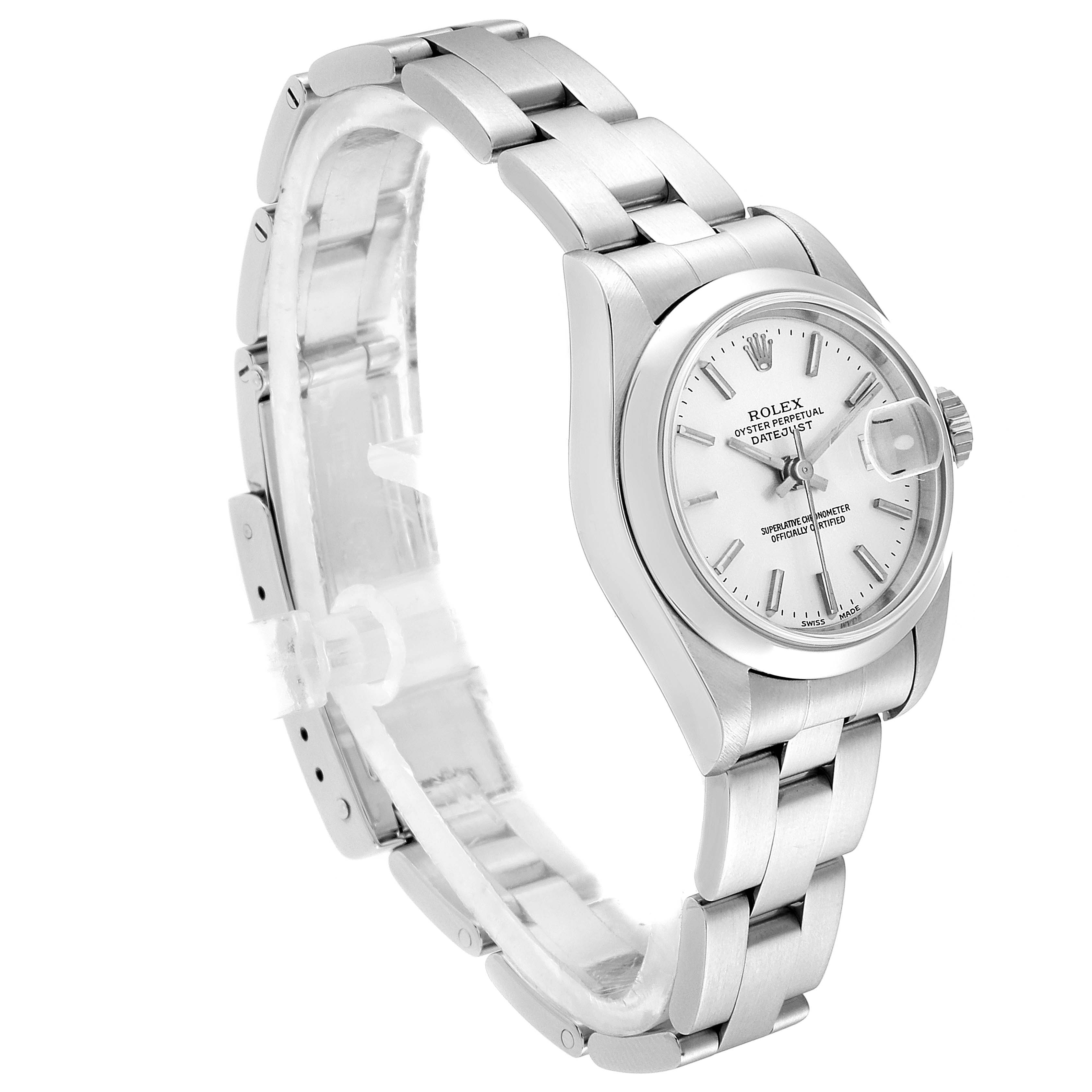 The image shows a Rolex Datejust 79160 Women's Stainless Steel Silver Dial 79160 Women's Stainless Steel Silver Dial watch at a three-quarter angle, displaying the bracelet, case, and dial clearly.