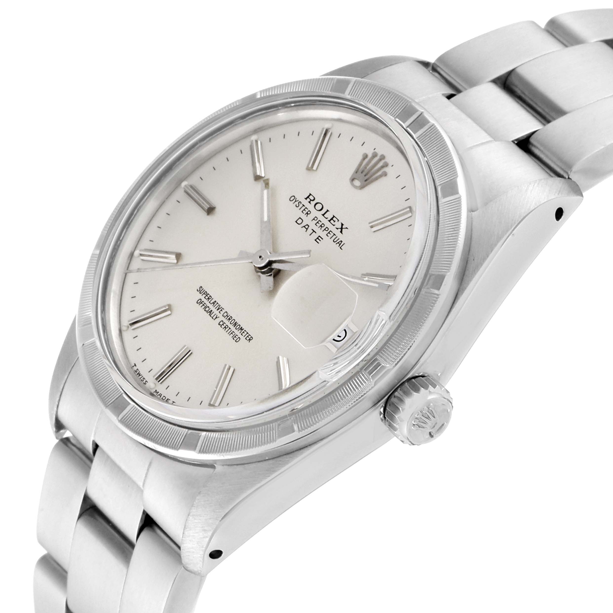 The Rolex Vintage Collection 15010 Men's Stainless Steel Silver Dial 15010 Men's Stainless Steel Silver Dial watch is shown at an angled top view, displaying its bezel, dial, crown, and bracelet.