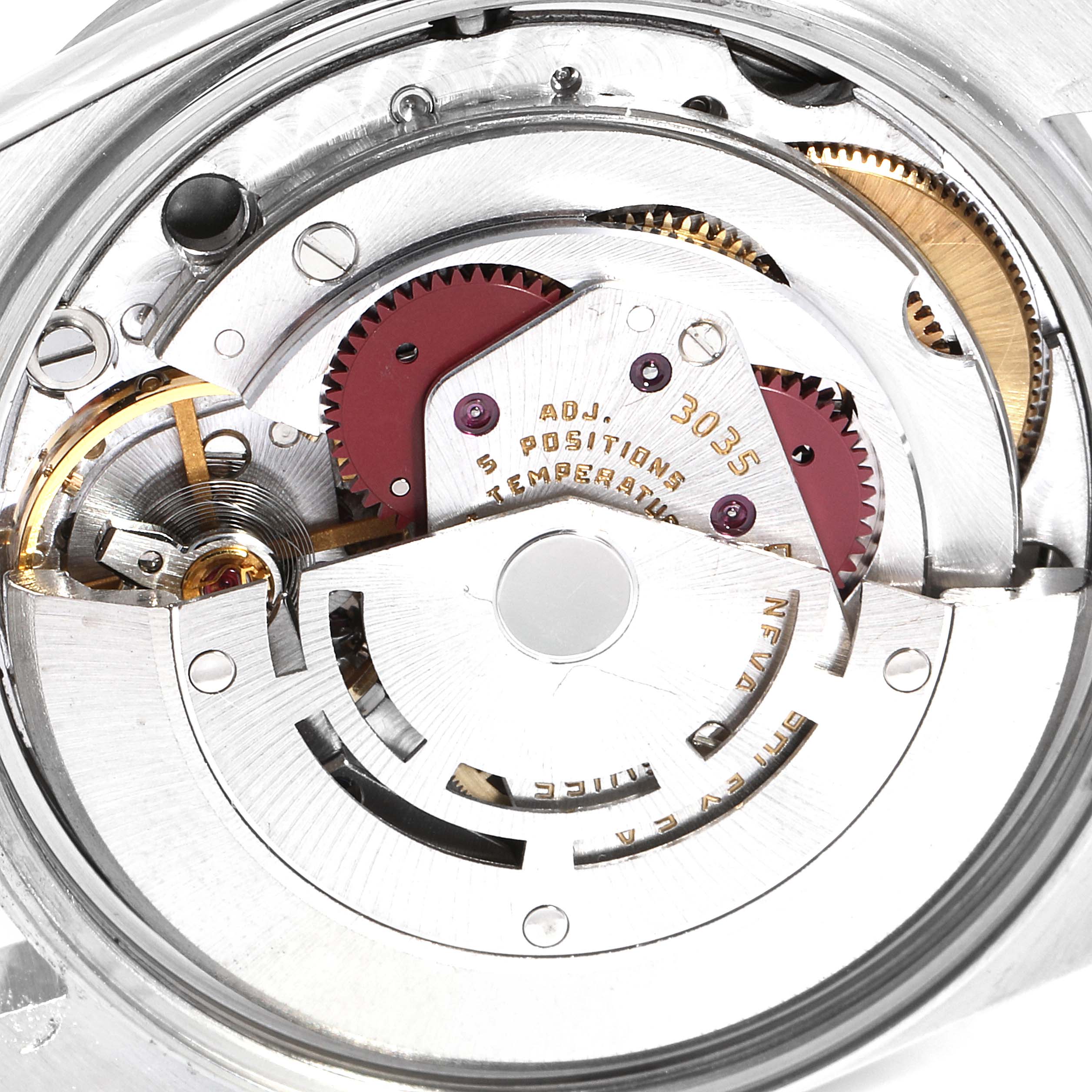 The image shows an internal view of the movement mechanism of the Vintage Collection model by Rolex.