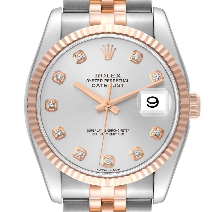 Rolex Datejust 36 Steel Everose Rose Gold Diamond Mens Watch 116231 SwissWatchExpo