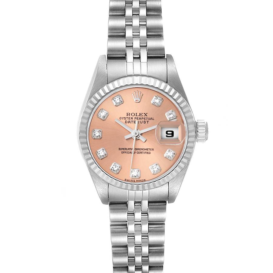 Rolex Datejust Salmon Diamond Dial White Gold Steel Ladies Watch 79174 SwissWatchExpo