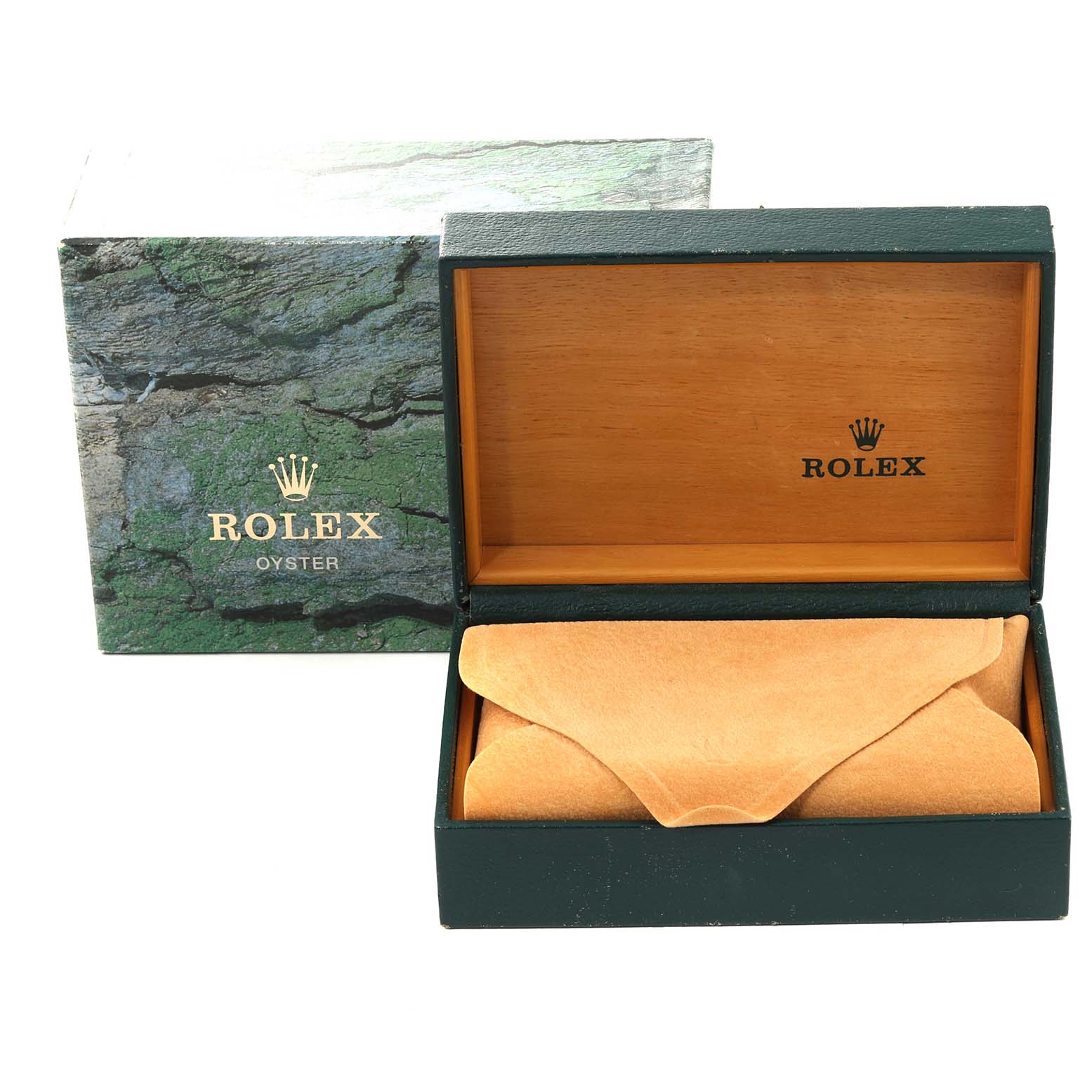 The image shows a Rolex Datejust 16220 Men's Stainless Steel Silver Dial 16220 Men's Stainless Steel Silver Dial watch box and outer packaging.