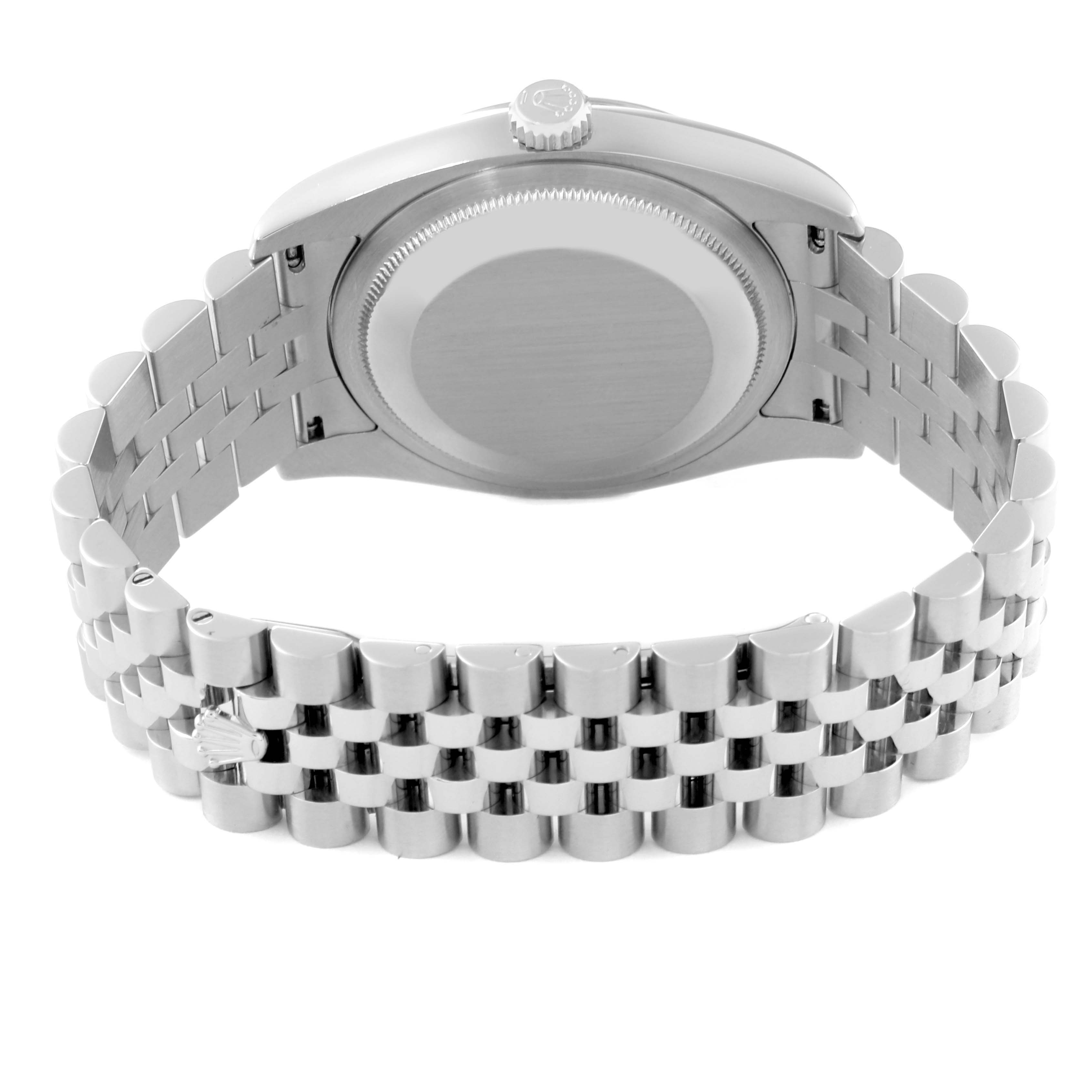 This image shows the back case and bracelet of the Rolex Datejust 116234 Men's Stainless Steel Blue Dial 116234 Men's Stainless Steel Blue Dial watch from a rear angle.