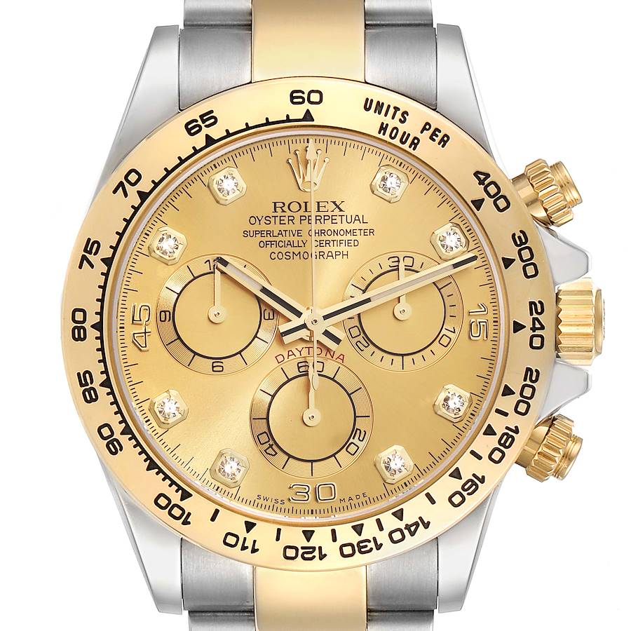 Rolex Daytona Steel Yellow Gold Diamond Dial Mens Watch 116503 Box Card SwissWatchExpo