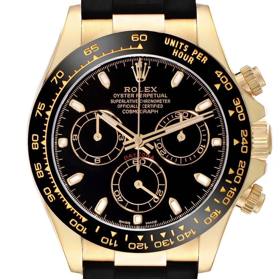 Rolex Daytona Yellow Gold Black Dial Mens Watch 116518 Box Card SwissWatchExpo