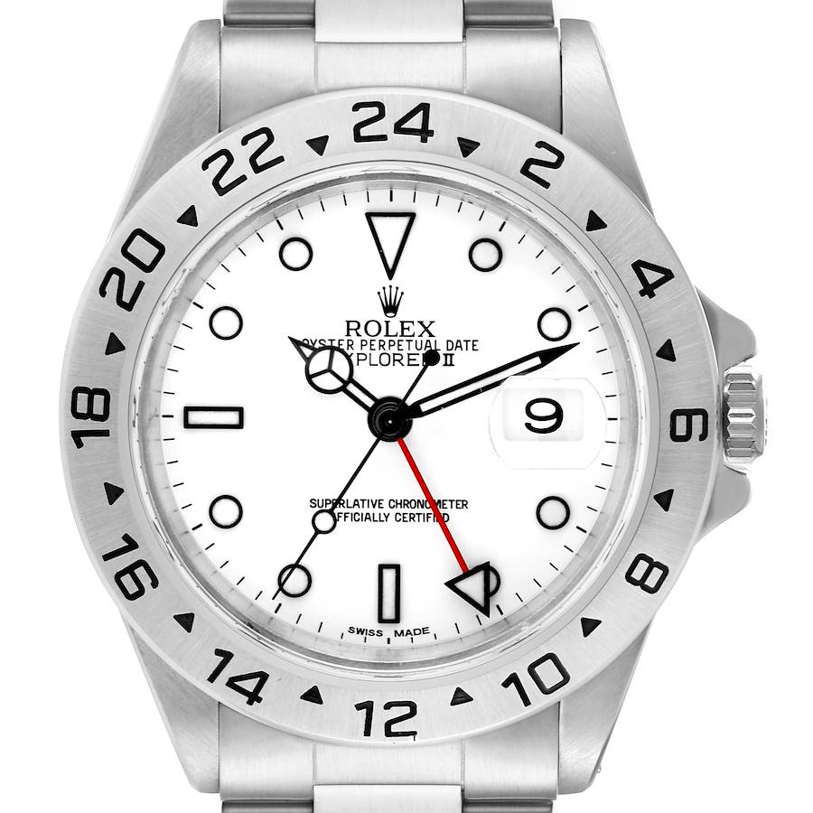 Rolex Explorer II 40mm Polar White Dial Steel Mens Watch 16570 SwissWatchExpo