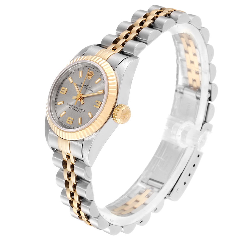 Rolex Oyster Perpetual Steel Yellow Gold Fluted Bezel Ladies Watch ...
