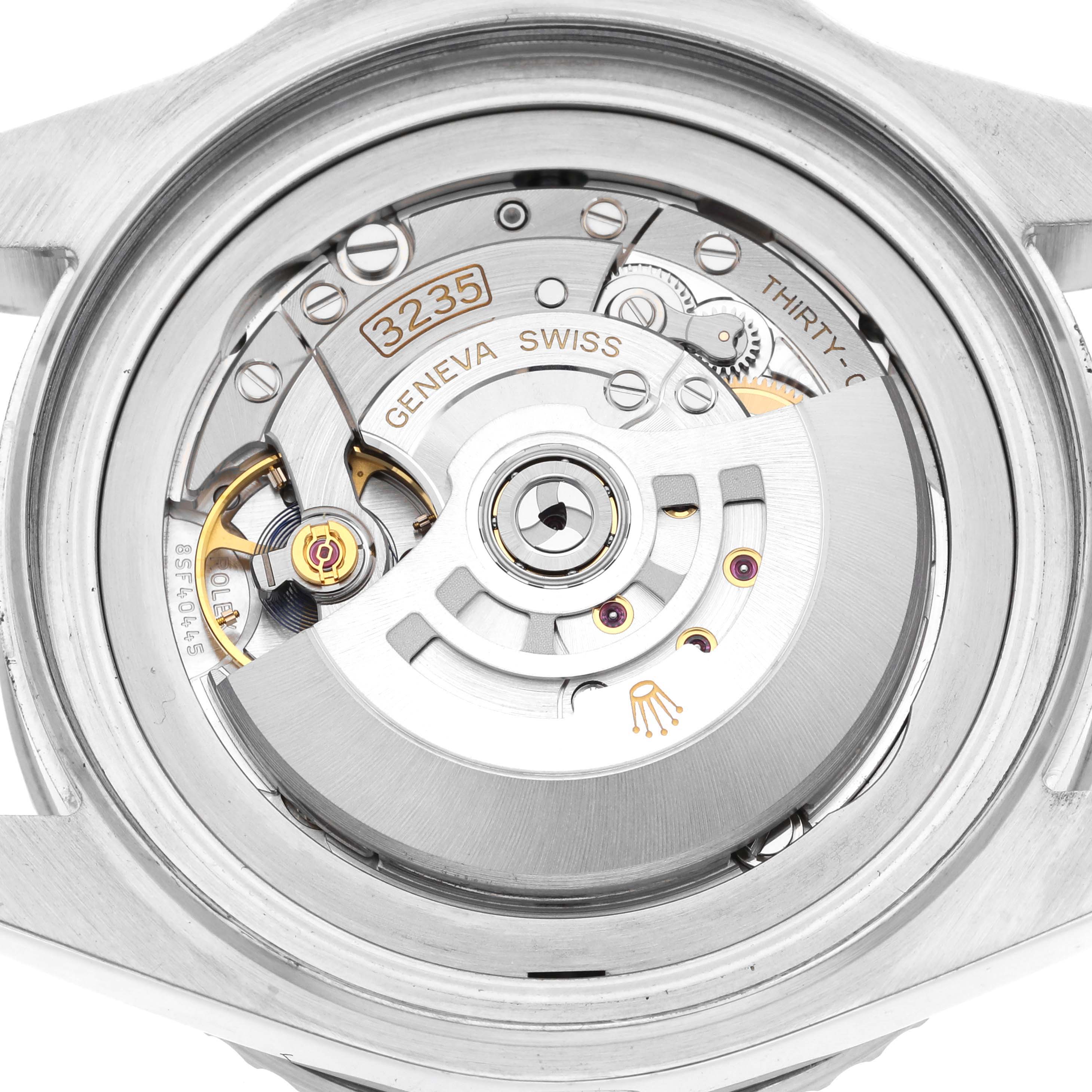 This image shows the movement and inner workings of a Rolex Sea-Dweller 126660 Men
s Stainless Steel Black Dial 126660 Men
s Stainless Steel Black Dial watch, focusing on the automatic rotor and internal components.