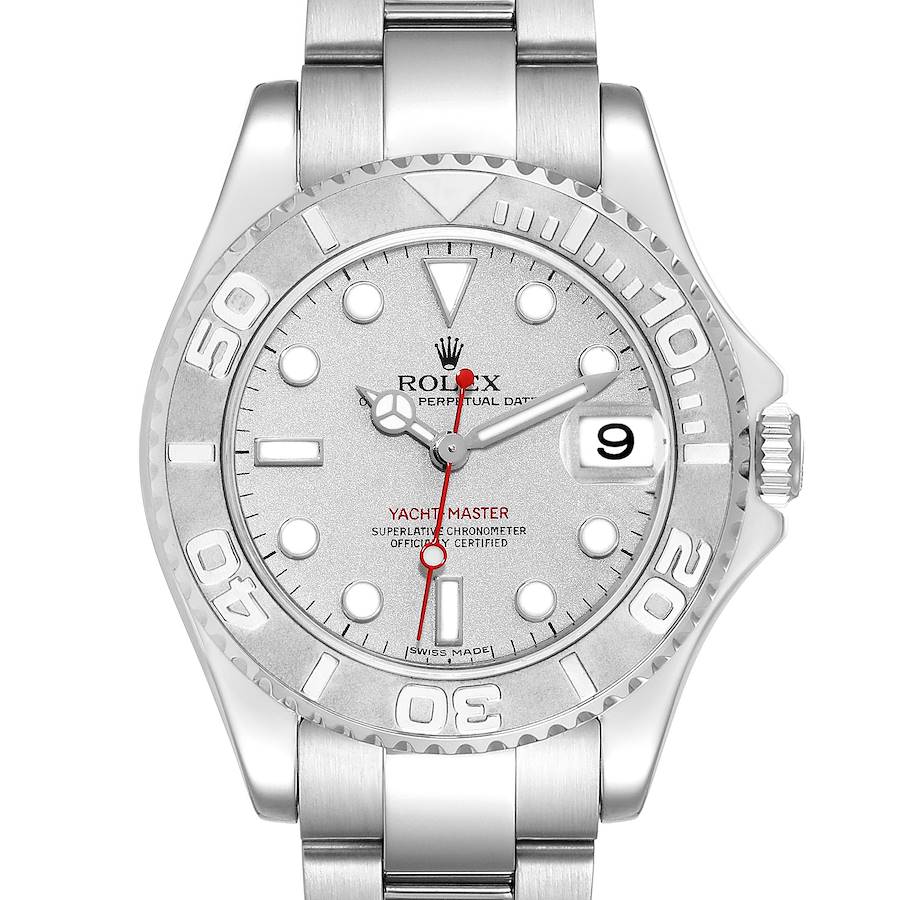 Rolex Yachtmaster 35 Midsize Steel Platinum Mens Watch 168622 SwissWatchExpo