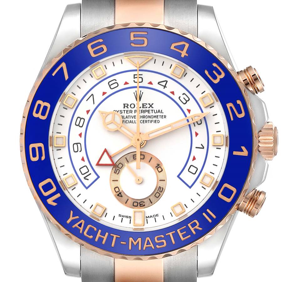 Rolex Yachtmaster II Steel Rose Gold Mens Watch 116681 Box Card SwissWatchExpo