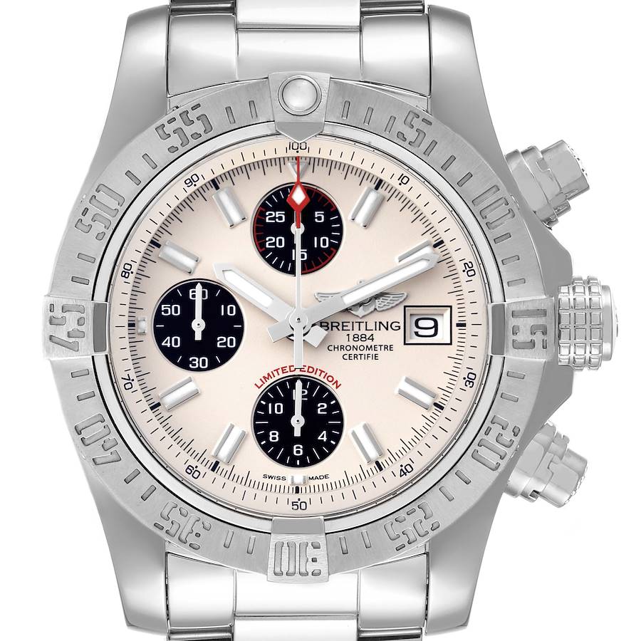 Breitling Avenger II White Dial Steel Mens Watch A13381 SwissWatchExpo