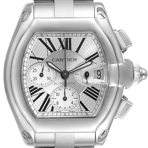 Photo of Cartier Roadster XL Chronograph Silver Dial Steel Mens Watch W62019X6