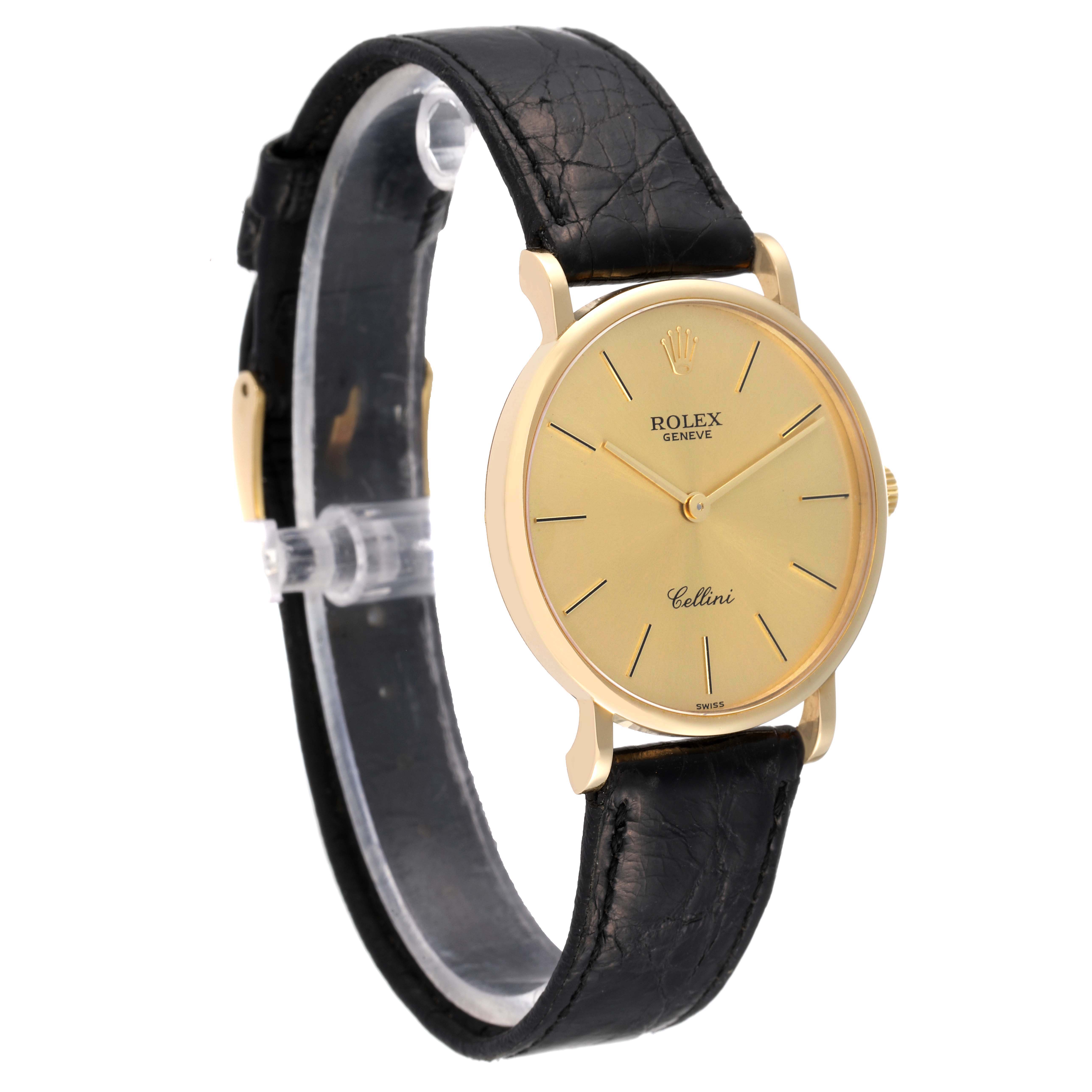 Rolex Cellini Classic 18k Yellow Gold Black Strap Mens Watch 5112 ...