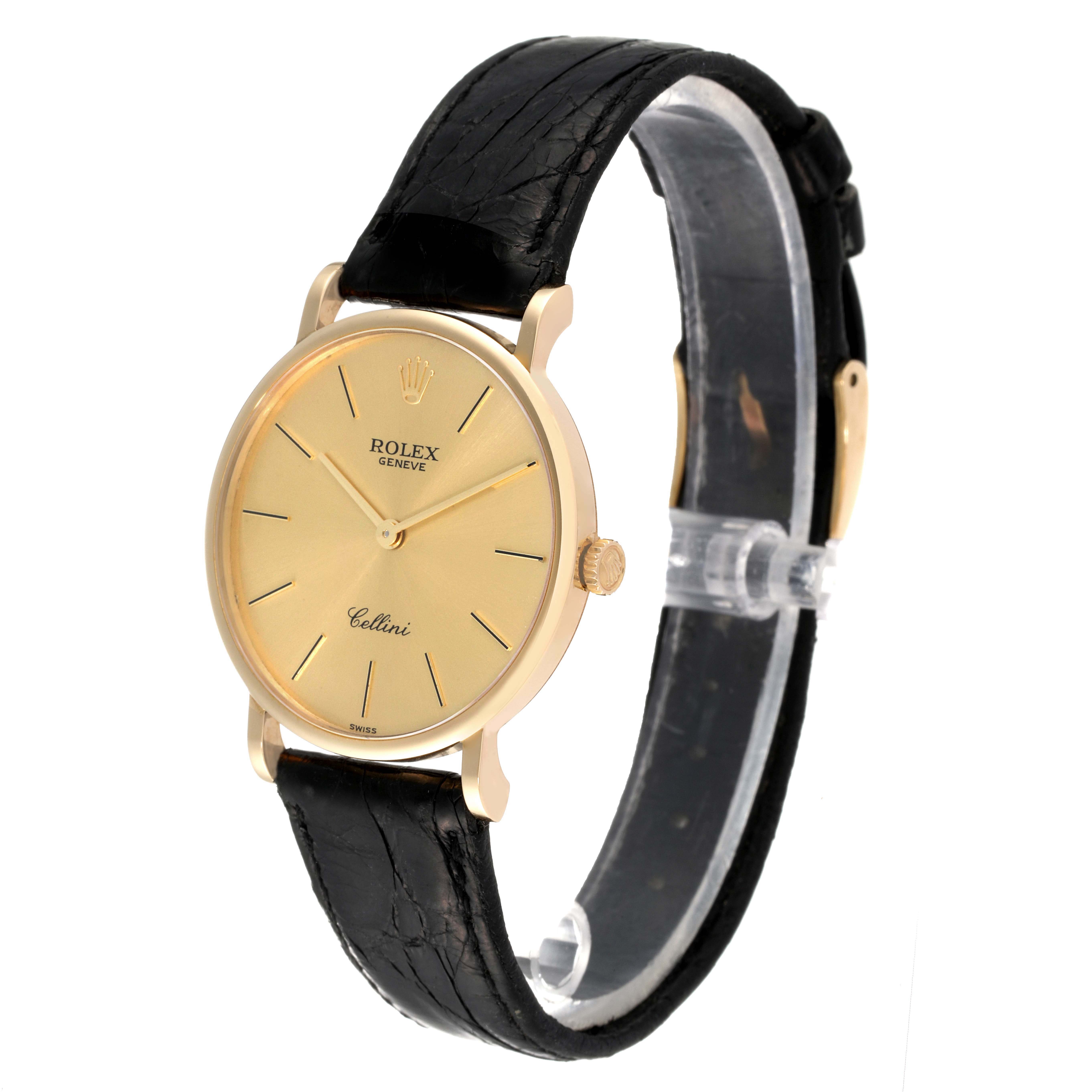 Rolex Cellini Classic 18k Yellow Gold Black Strap Mens Watch 5112 ...