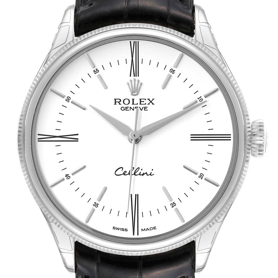 Rolex Cellini Time White Gold Dial Automatic Mens Watch 50509 Unworn SwissWatchExpo
