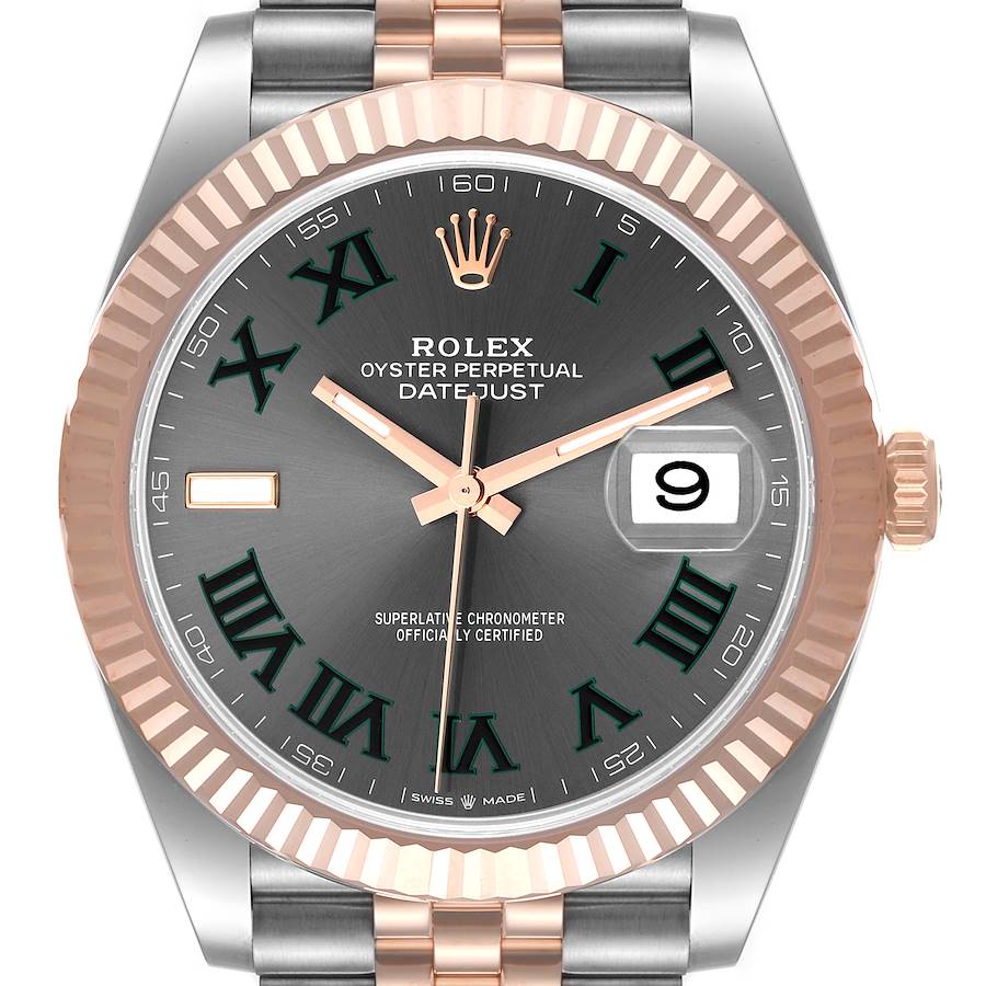 Rolex Datejust 41 Steel Everose Gold Wimbledon Dial Mens Watch 126331 Unworn SwissWatchExpo