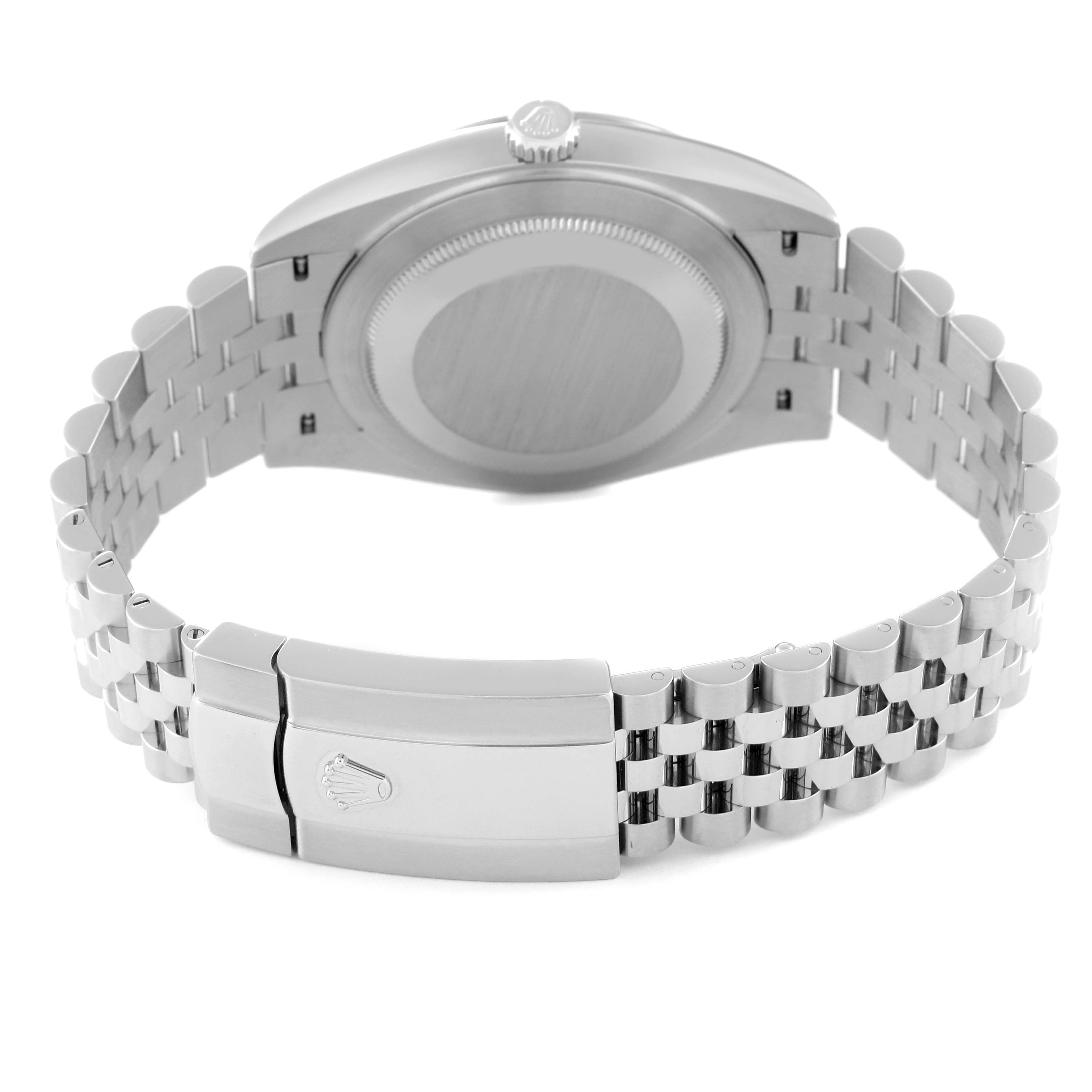 The image shows the back and bracelet clasp of the Rolex Datejust 41 126334 Men's Stainless Steel Grey Dial 126334 Men's Stainless Steel Grey Dial watch.