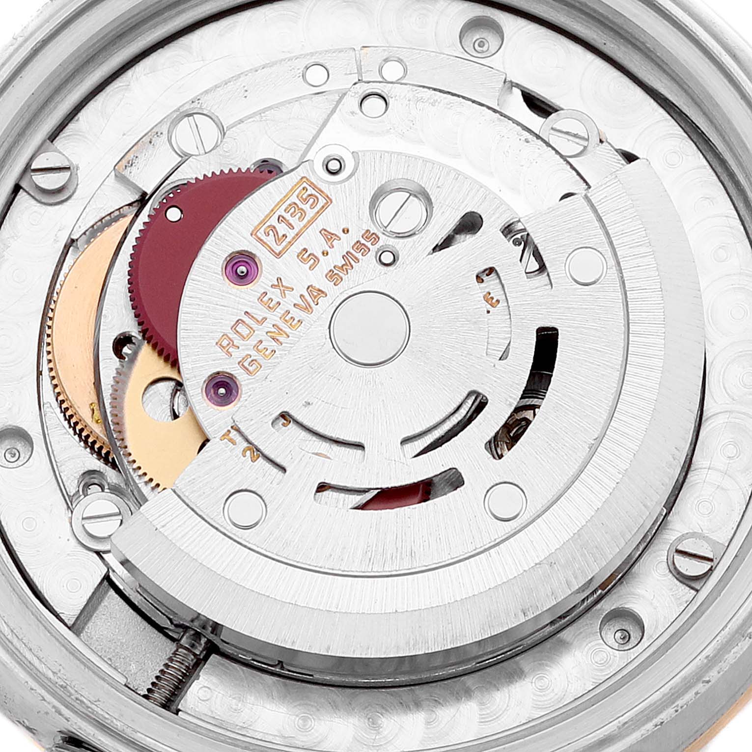 This image shows the internal mechanism of the Rolex Mid-Size 68273 Women's Steel and Gold (two tone) Silver Dial 68273 Women's Steel and Gold (two tone) Silver Dial watch, viewed from the back.