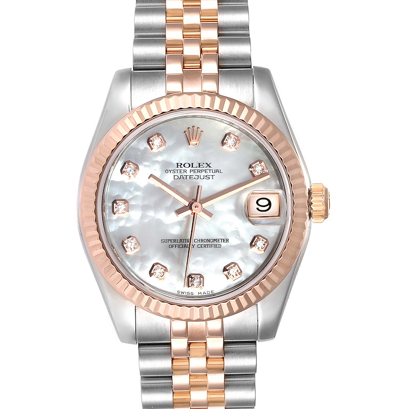 Rolex Datejust Midsize Steel Rose Gold MOP Diamond Ladies Watch 178271 SwissWatchExpo