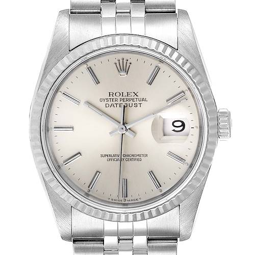 Photo of Rolex Datejust Silver Dial Fluted Bezel Steel White Gold Mens Watch 16234 PARTIAL PAYMENT
