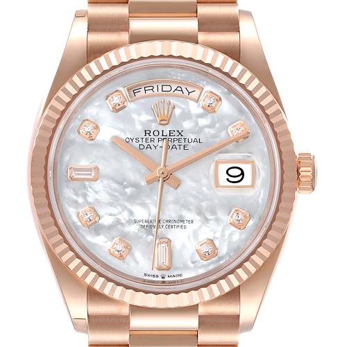 Photo of Rolex President Day Date Rose Gold MOP Dial Mens Watch 128235 Unworn