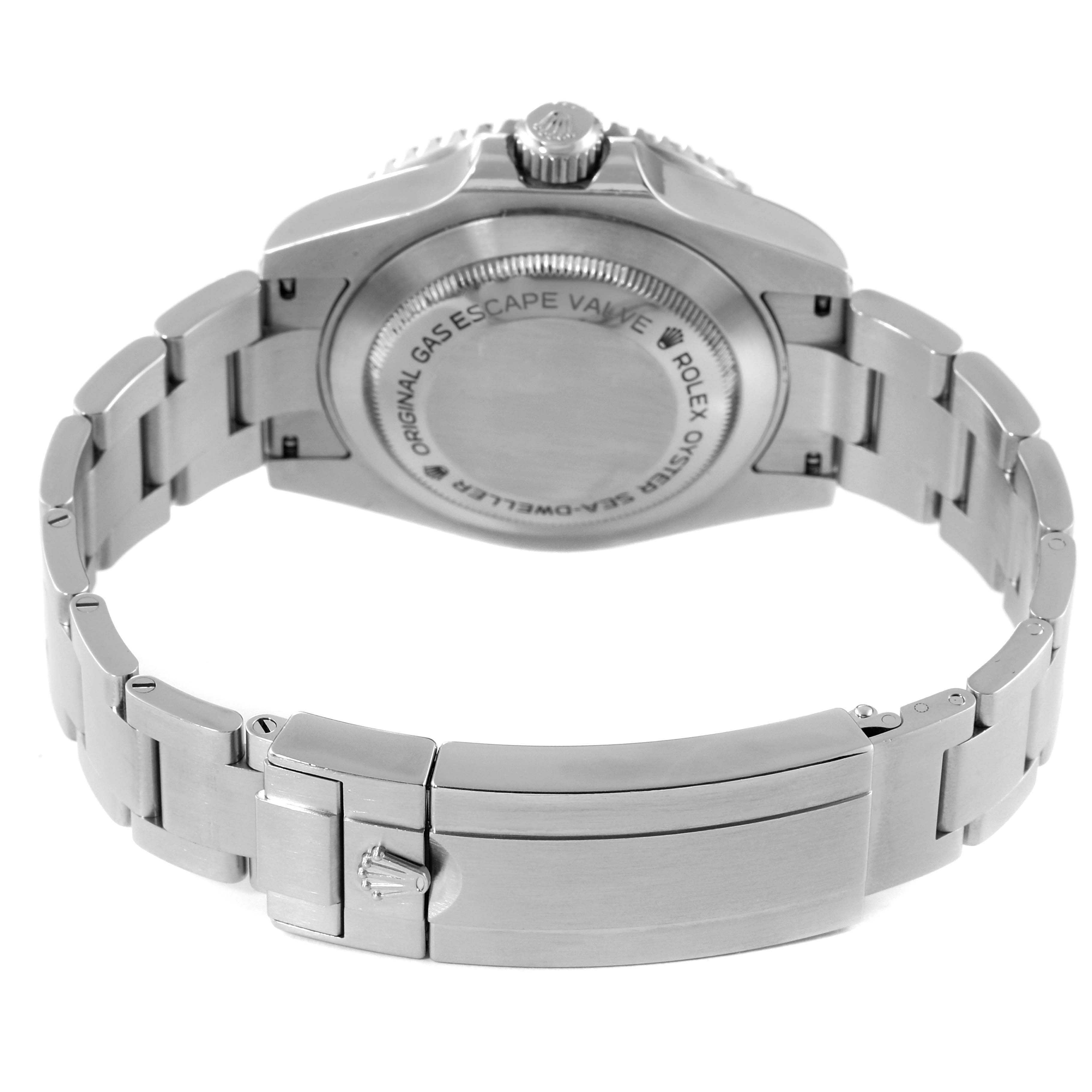 The image shows the back case, bracelet, and clasp of a Rolex Sea-Dweller 116600 Men's Stainless Steel Black Dial 116600 Men's Stainless Steel Black Dial watch from a rear angle.