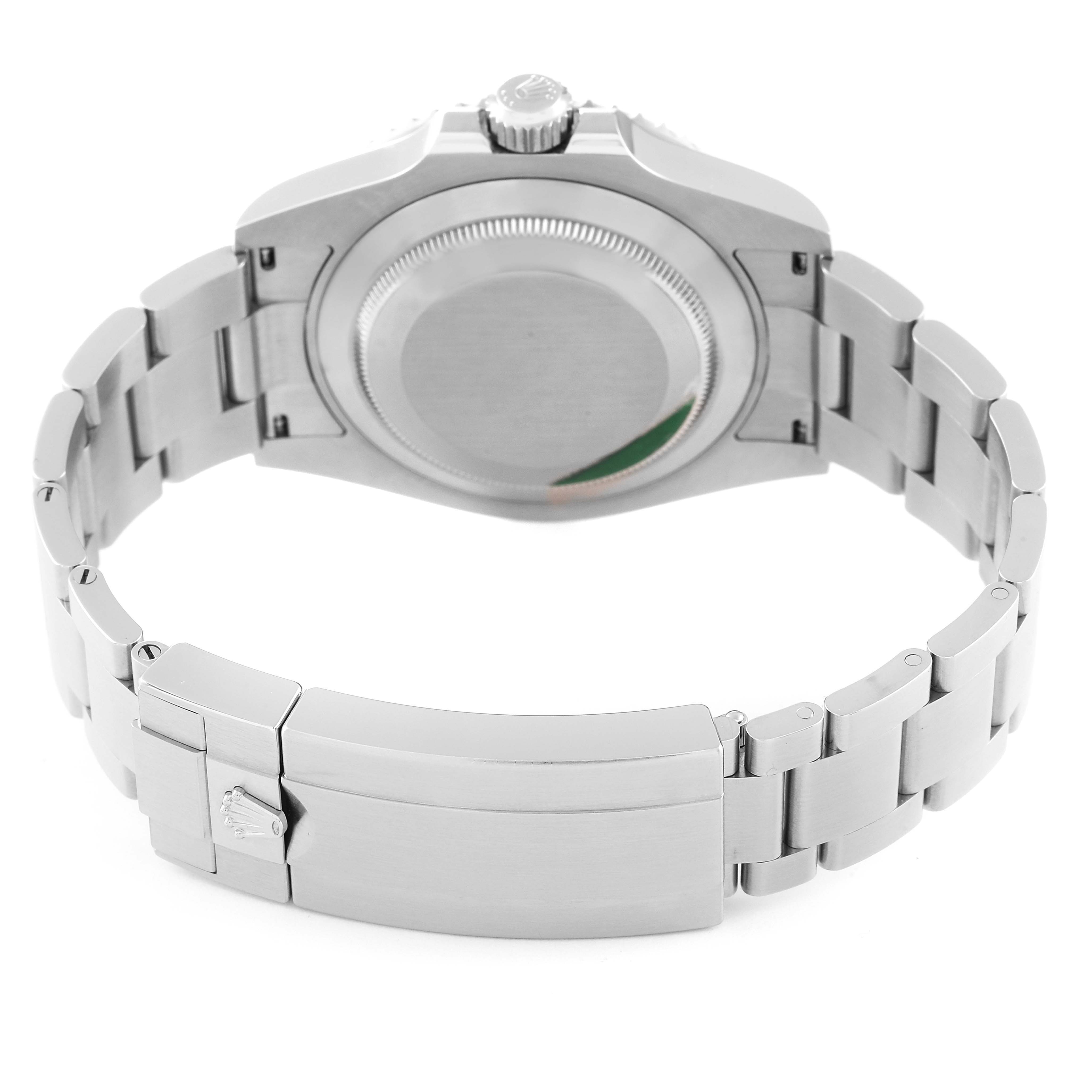 The image shows the backside and bracelet clasp of a Rolex Submariner 126610LV Men's Stainless Steel Black Dial 126610LV Men's Stainless Steel Black Dial watch.