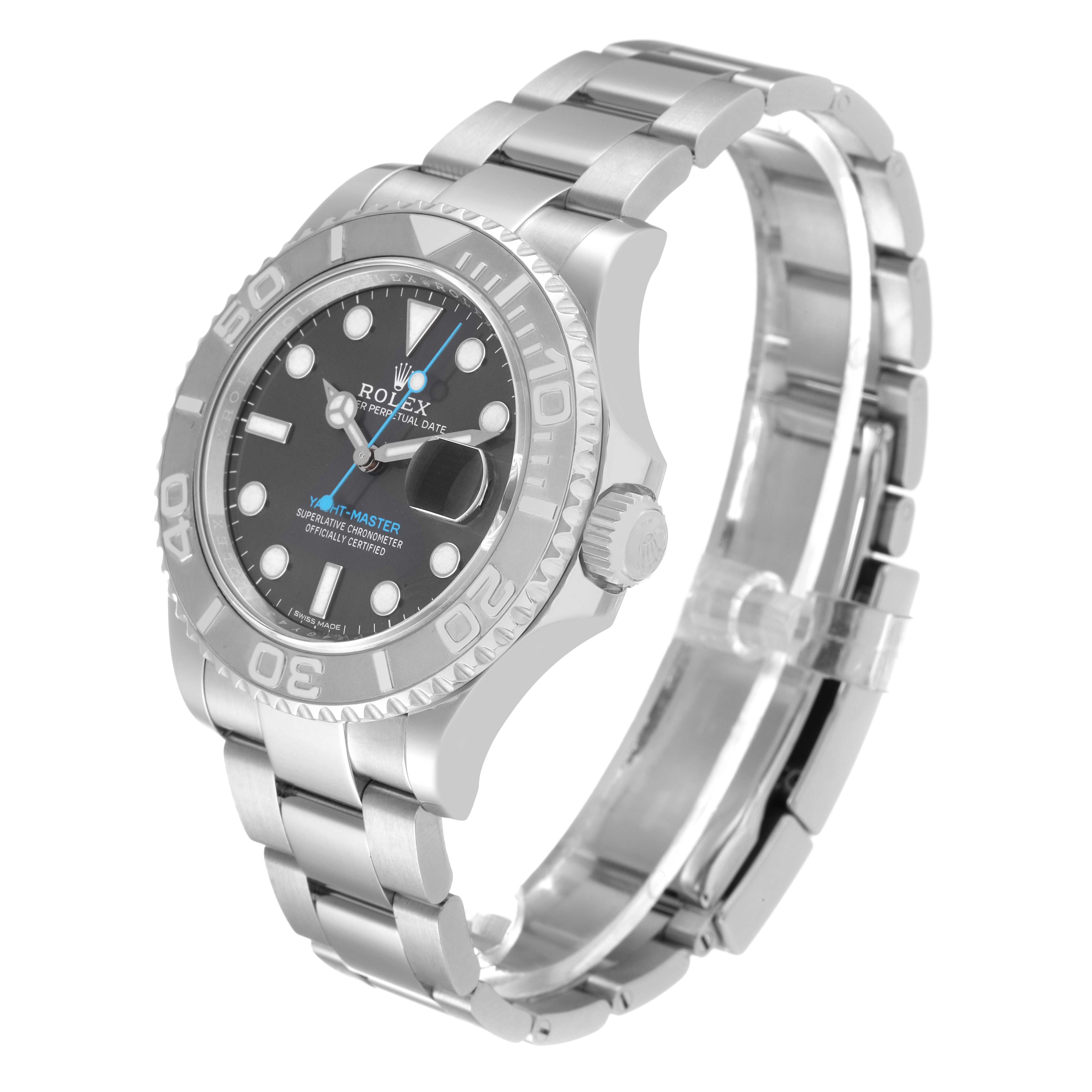 The image shows a Rolex Yacht-Master 116622 Men's Stainless Steel Grey Dial 116622 Men's Stainless Steel Grey Dial watch at a slight angle, displaying the face, bezel, crown, and bracelet.