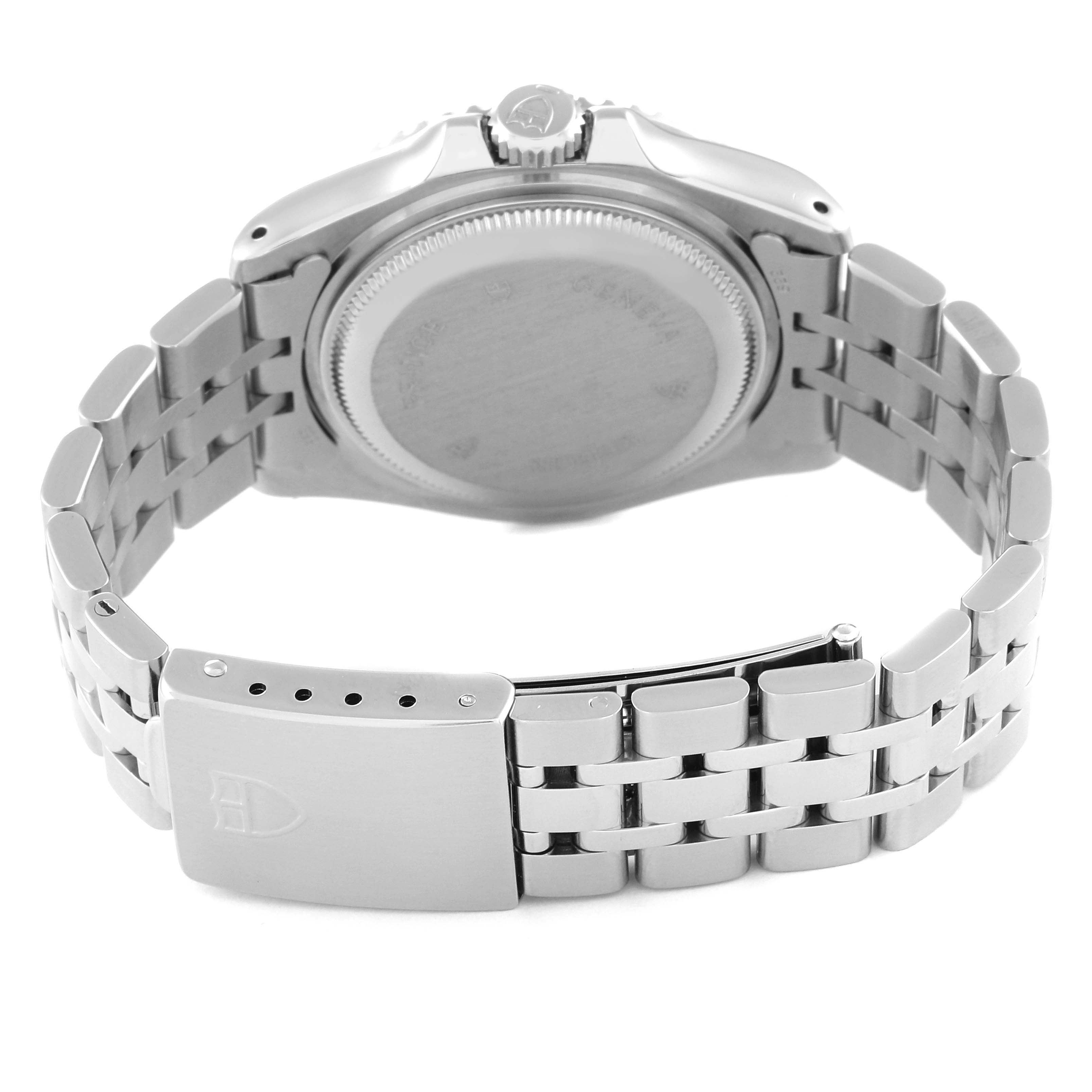 The image shows the back view of a Tudor Prince model watch, highlighting the case back, crown, and metal bracelet.