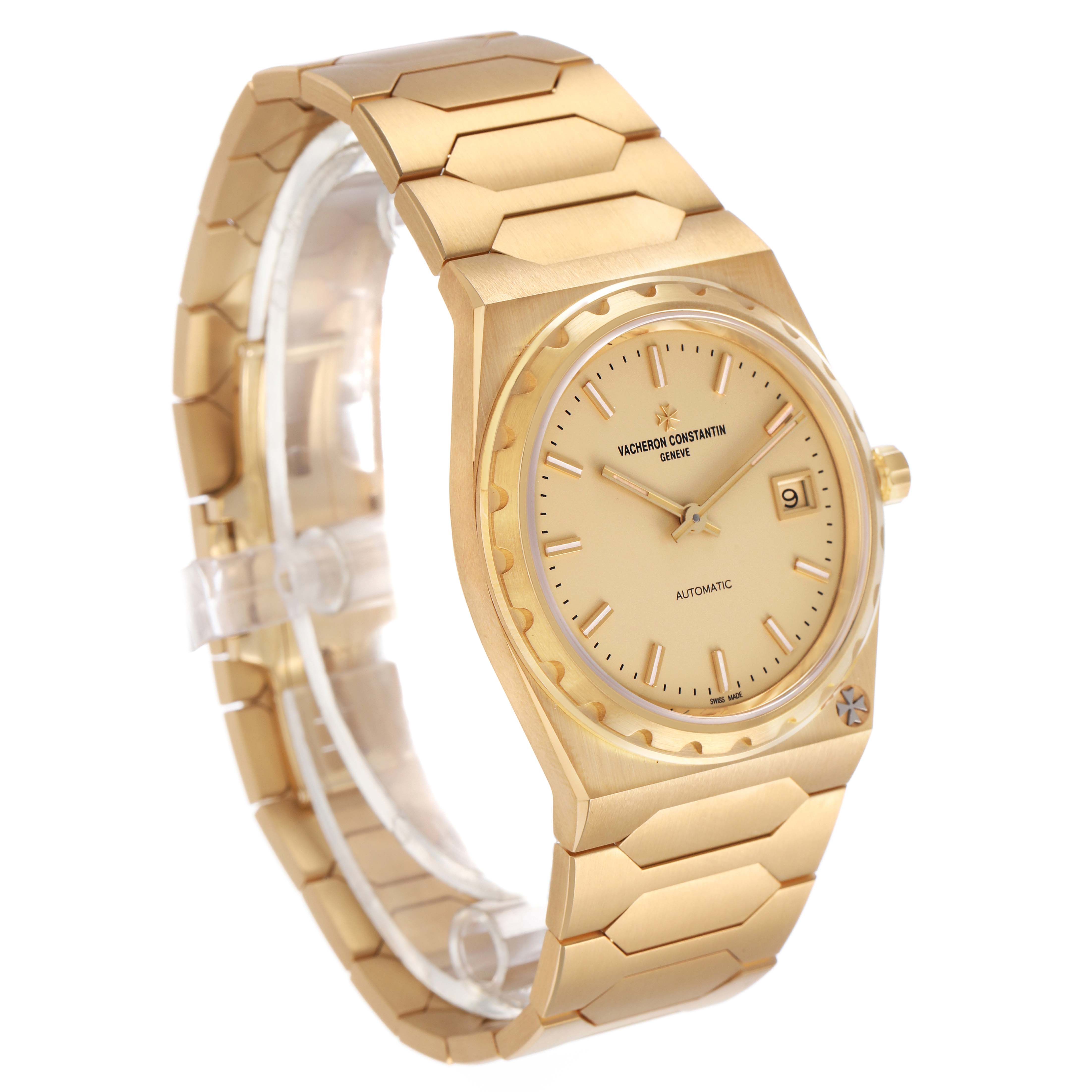The Vacheron Constantin Historiques 4200H/222J-B935 (X42JB935) Men's Yellow Gold Champagne Dial model is shown at a three-quarter angle, displaying the dial, bracelet, and side profile.