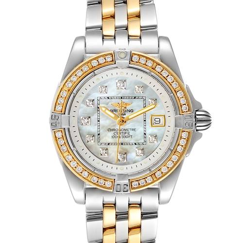Photo of Breitling Cockpit Steel 18K Yellow Gold Diamond Watch D71356 Box Papers