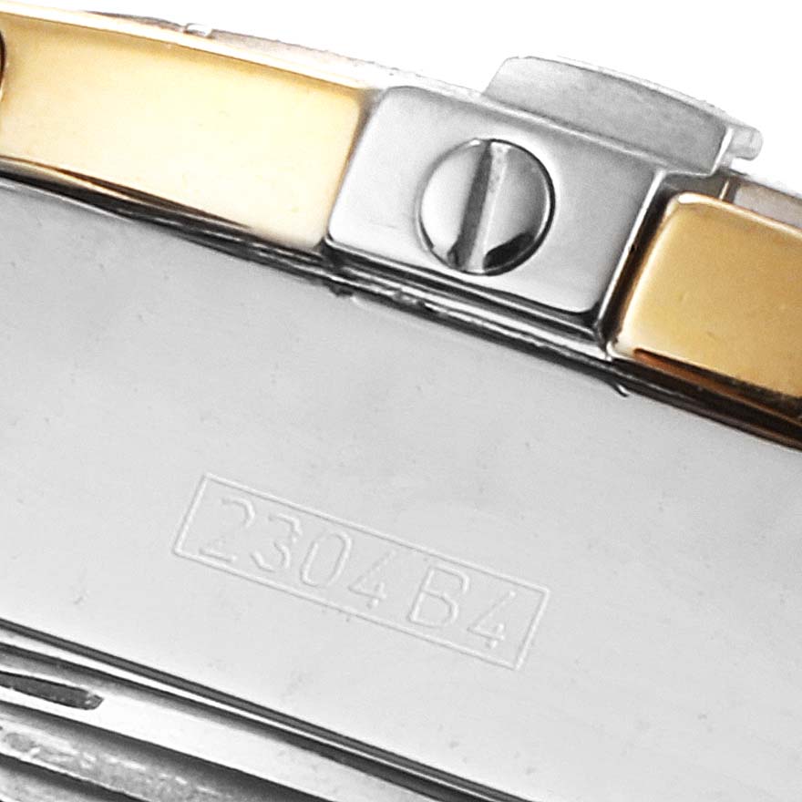 This image shows a close-up of the band and clasp for the Breitling D71356 Women's Steel and Gold (two tone) Mother of Pearl Dial D71356 Women's Steel and Gold (two tone) Mother of Pearl Dial Cockpit Steel 18K Yellow Gold Diamond Watch D71356.